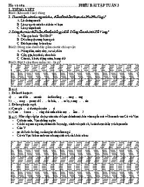 Phiếu bài tập Tuần 3 Lớp 2